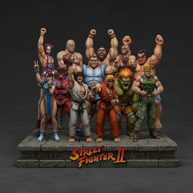 Street Fighter 3d Bust of all the Main Characters Victory Stance