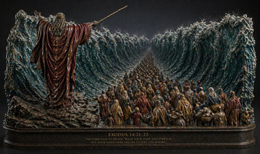 Exodus Inspired 3d Statue of parting of the Sea