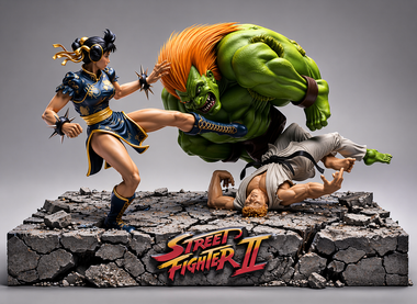 Street Fighter II cover 3D Bust Detailed SNES Game Cover