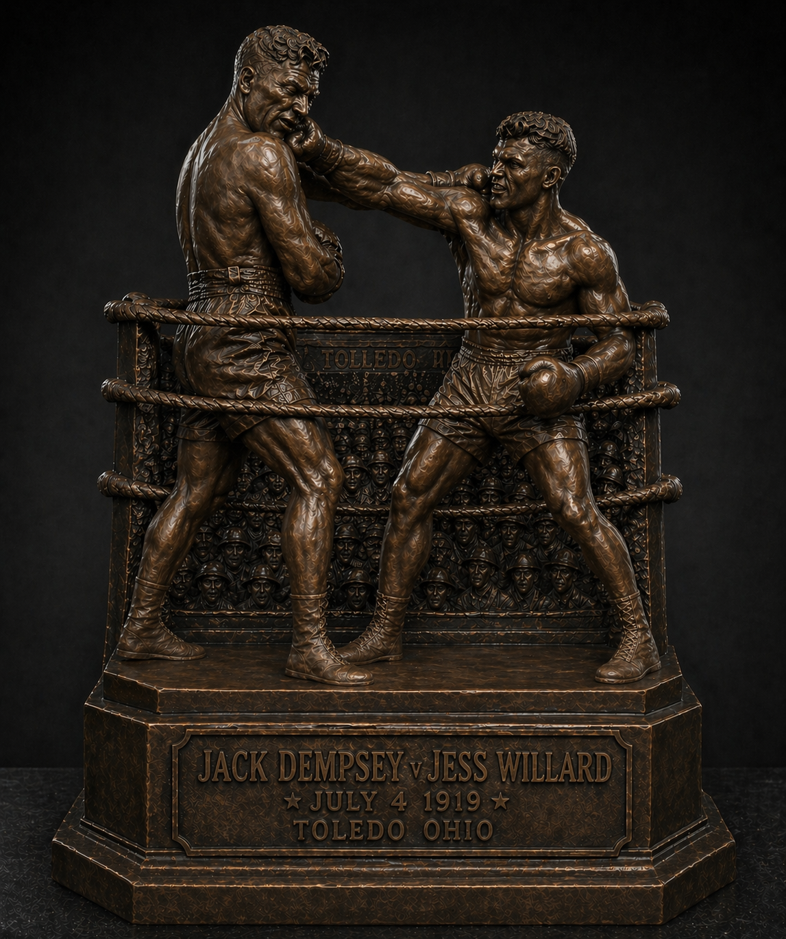 Jack Dempsey Vs Jess Willard 1919 3D Statue with the original belt