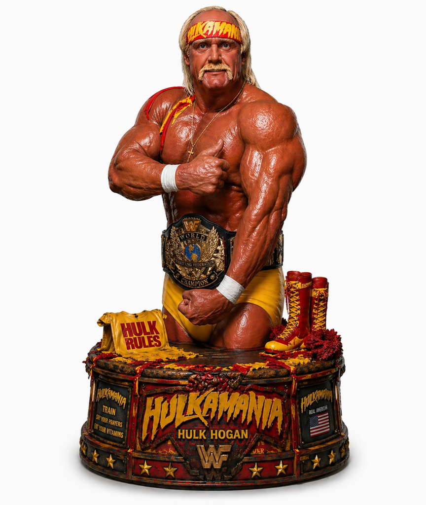 Hulk Hogan 3D style Bust with the WWF Title and 24inch pythons