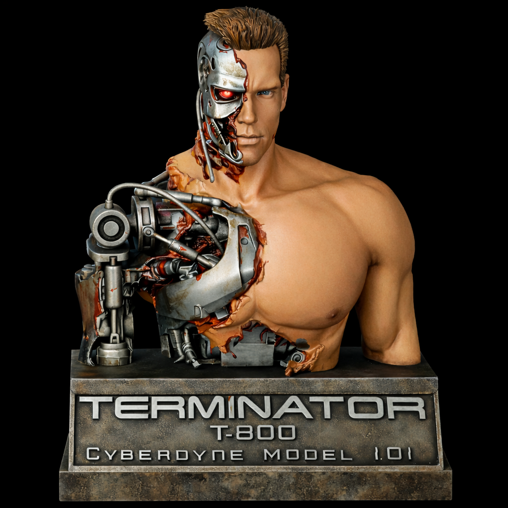 Terminator 3D Bust Man and Machine