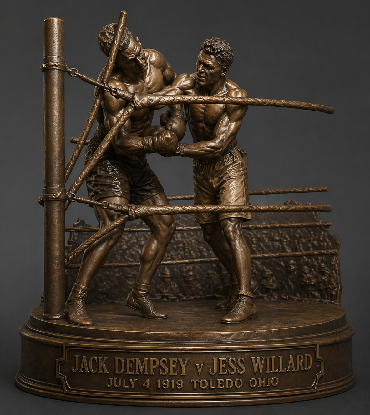 Jack Dempsey Vs Jess Willard 1919 3D Statue with the original belt