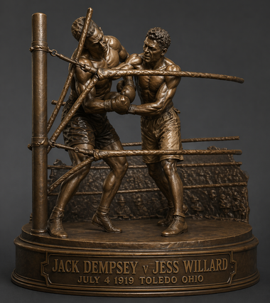 Jack Dempsey Vs Jess Willard 1919 3D Statue with the original belt