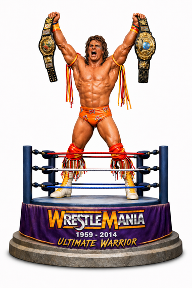 Ultimate warrior 3D Bust Holding up both Championship belts