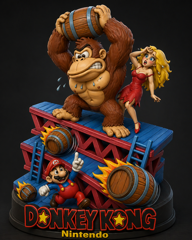 Donky Kong and Mario vintage retro Nintendo 3D style Statue