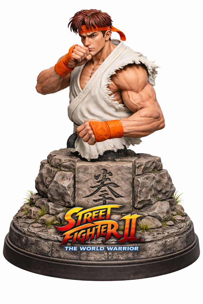 RYU 3D Statue Fight stance intro street fighter II