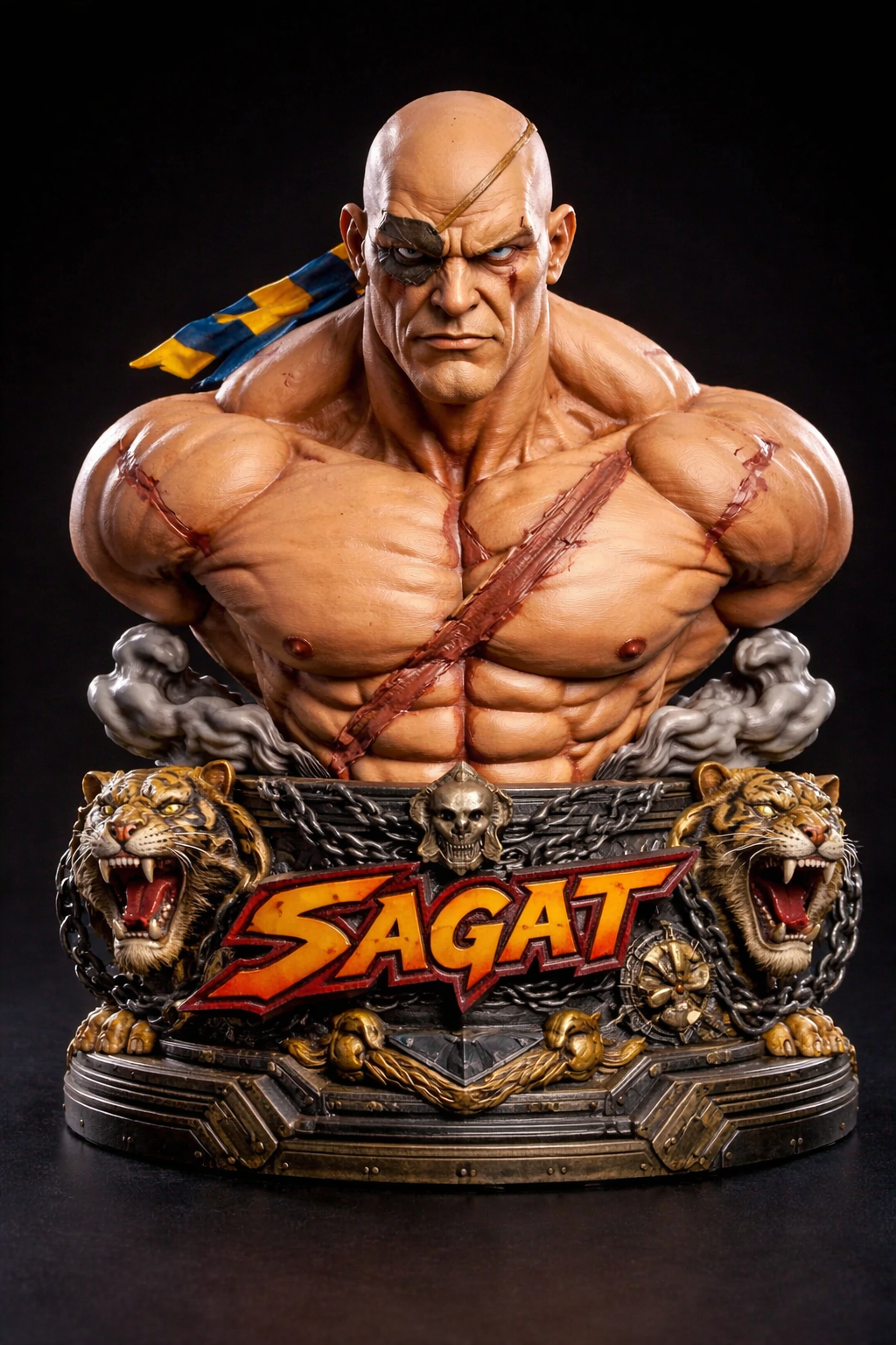 Sagat Street Fighter 3D Bust Aggressive Detail