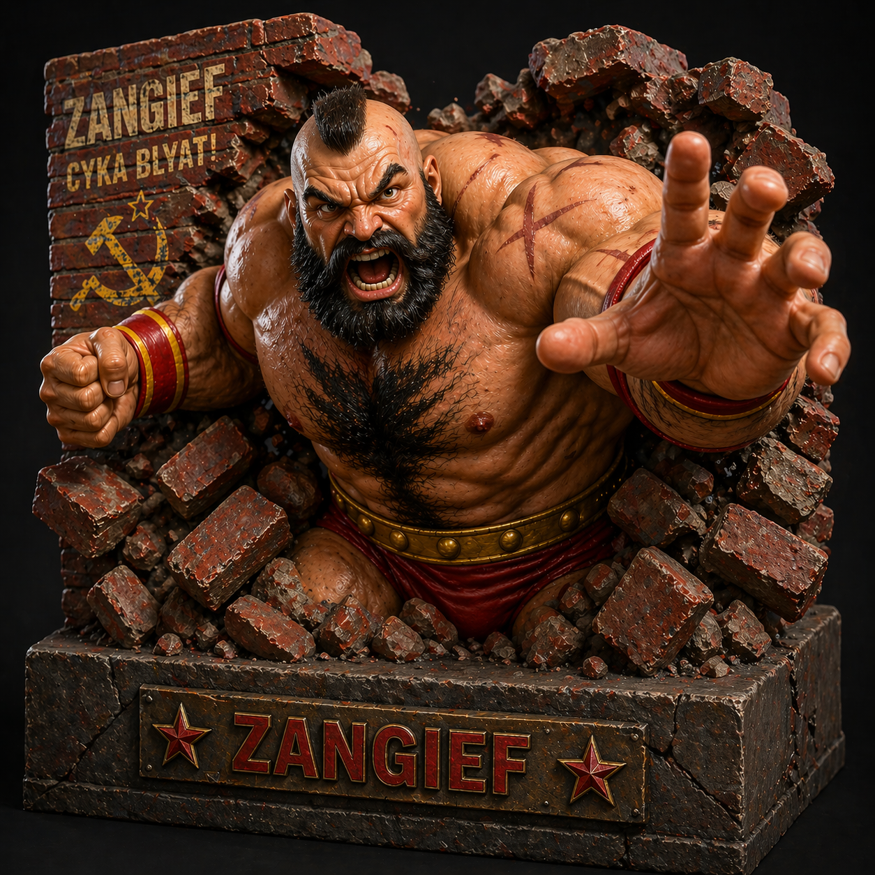 Zangief ripping through the wall effect 3D Bust