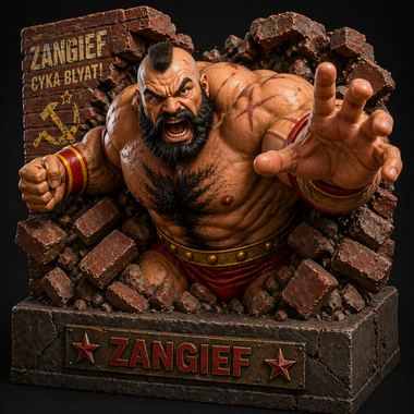 Zangief ripping through the wall effect 3D Bust