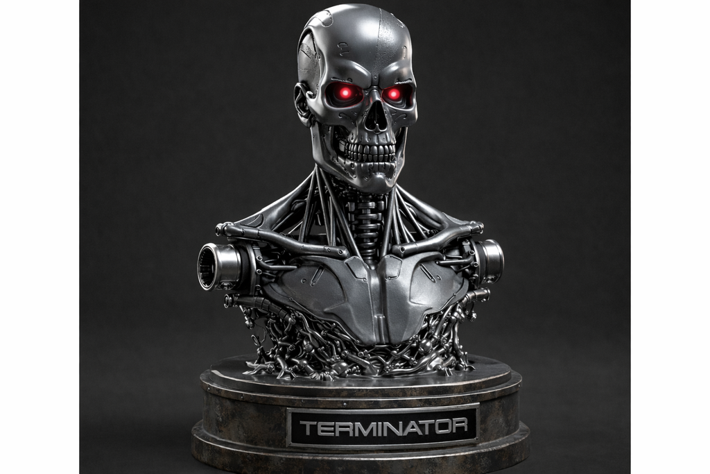 Terminator T-800 3D Bust with Pedestal