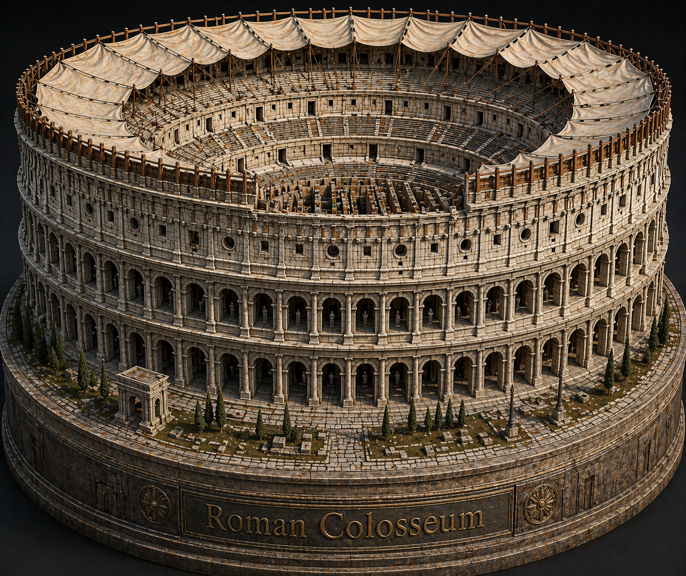 The Roman Colosseum, originally the Flavian Amphitheatre High detailed Arena