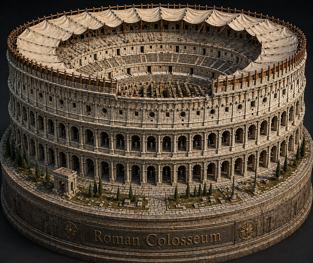 The Roman Colosseum, originally the Flavian Amphitheatre High detailed Arena