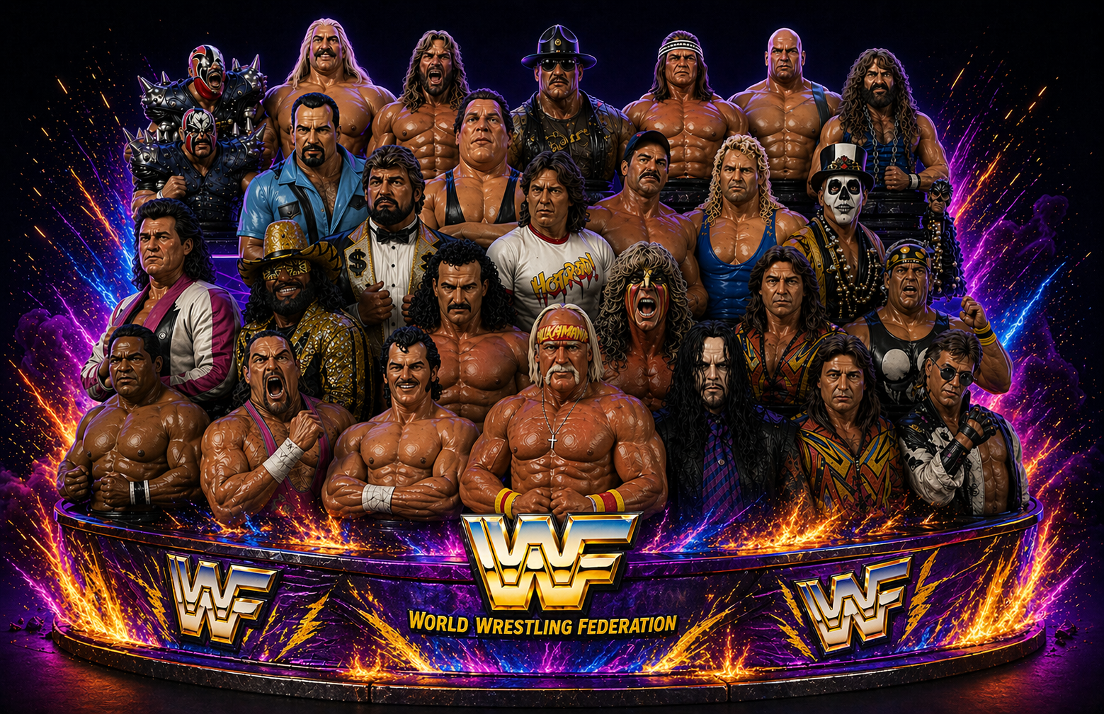 WWF 90s golden era of the full Roster 3D Bust Statue