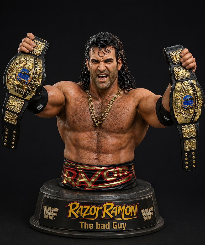 Razor Ramon holding both the belts 3D Bust High detail