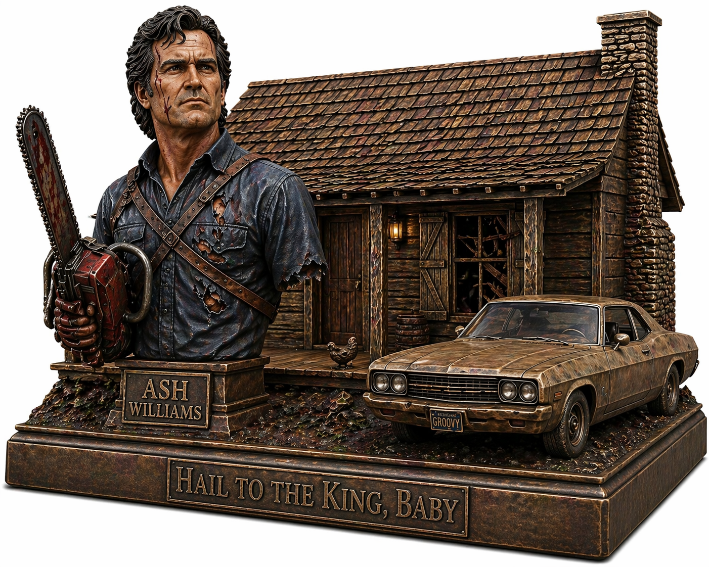 The Evil Dead Cabin and Ash 3D Bust Style