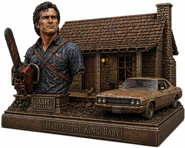 The Evil Dead Cabin and Ash 3D Bust Style