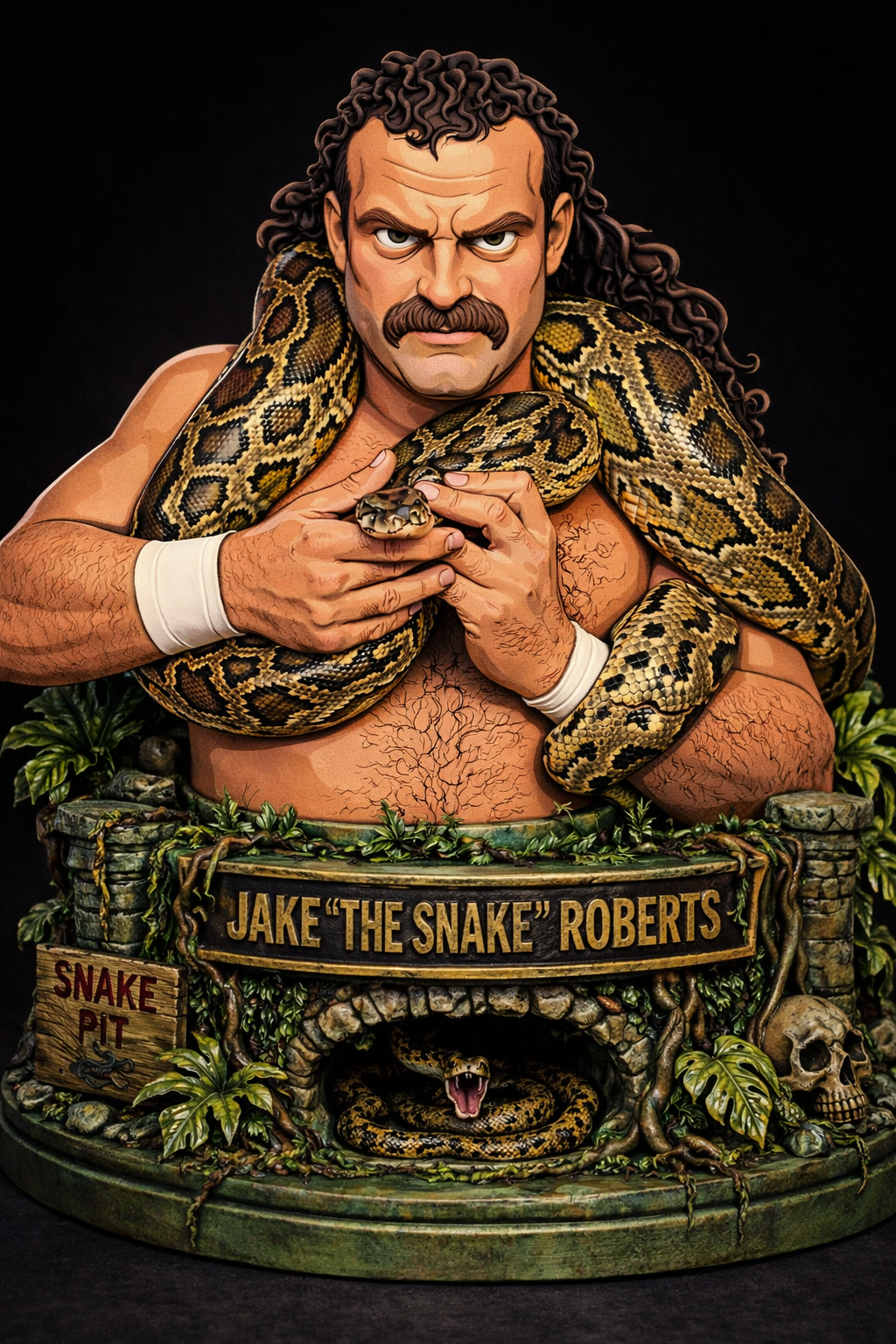 Jake the Snake Roberts and Damien 3d Bust special Snake pit