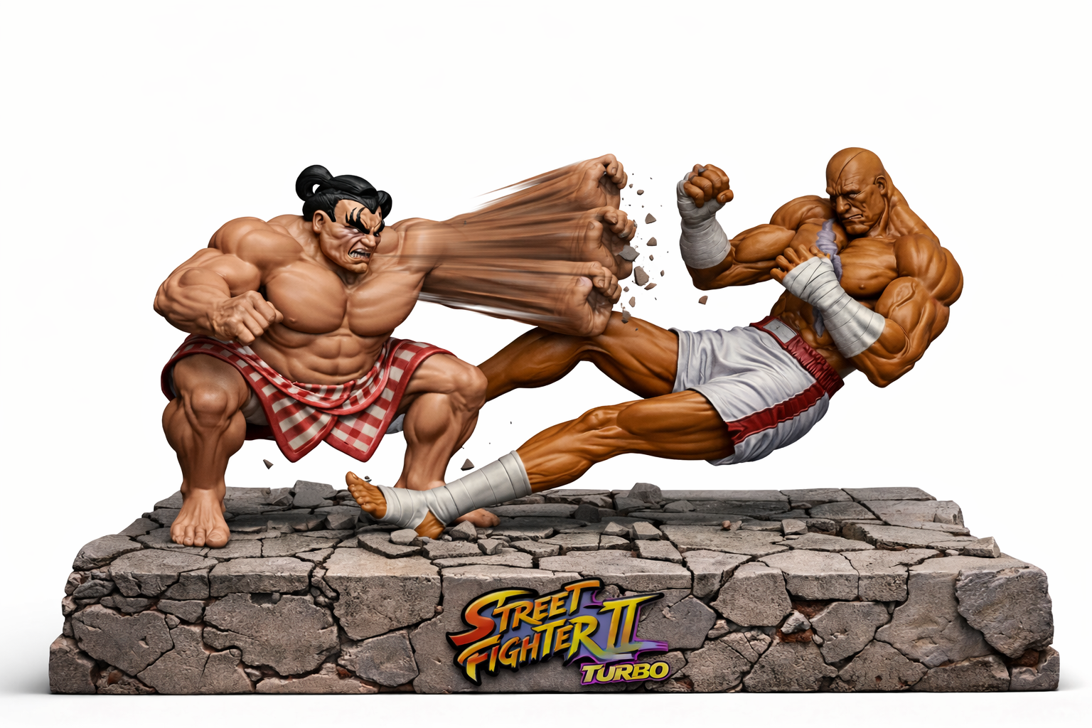 Original Street Fighter II Turbo Cover from the SNES Game 3D Bust