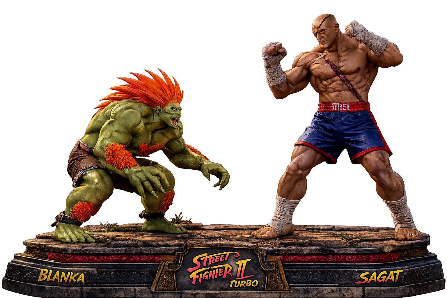 Blanka v Sagat ultimate face off between powerhouses 3D Style Statue