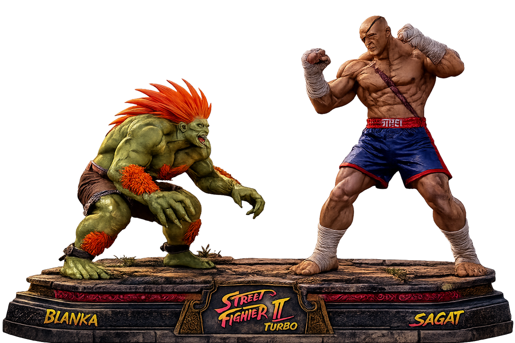 Blanka v Sagat ultimate face off between powerhouses 3D Style Statue