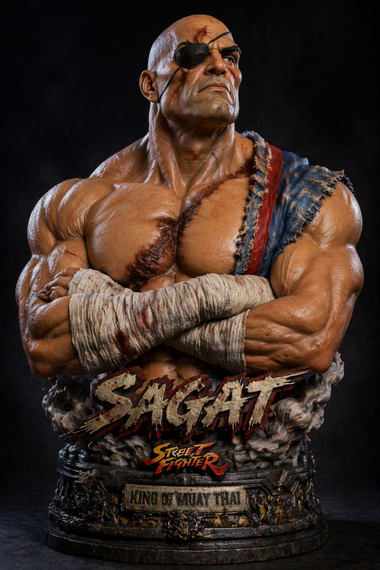 Sagat Street Fighter 3D Bust Aggressive Detail