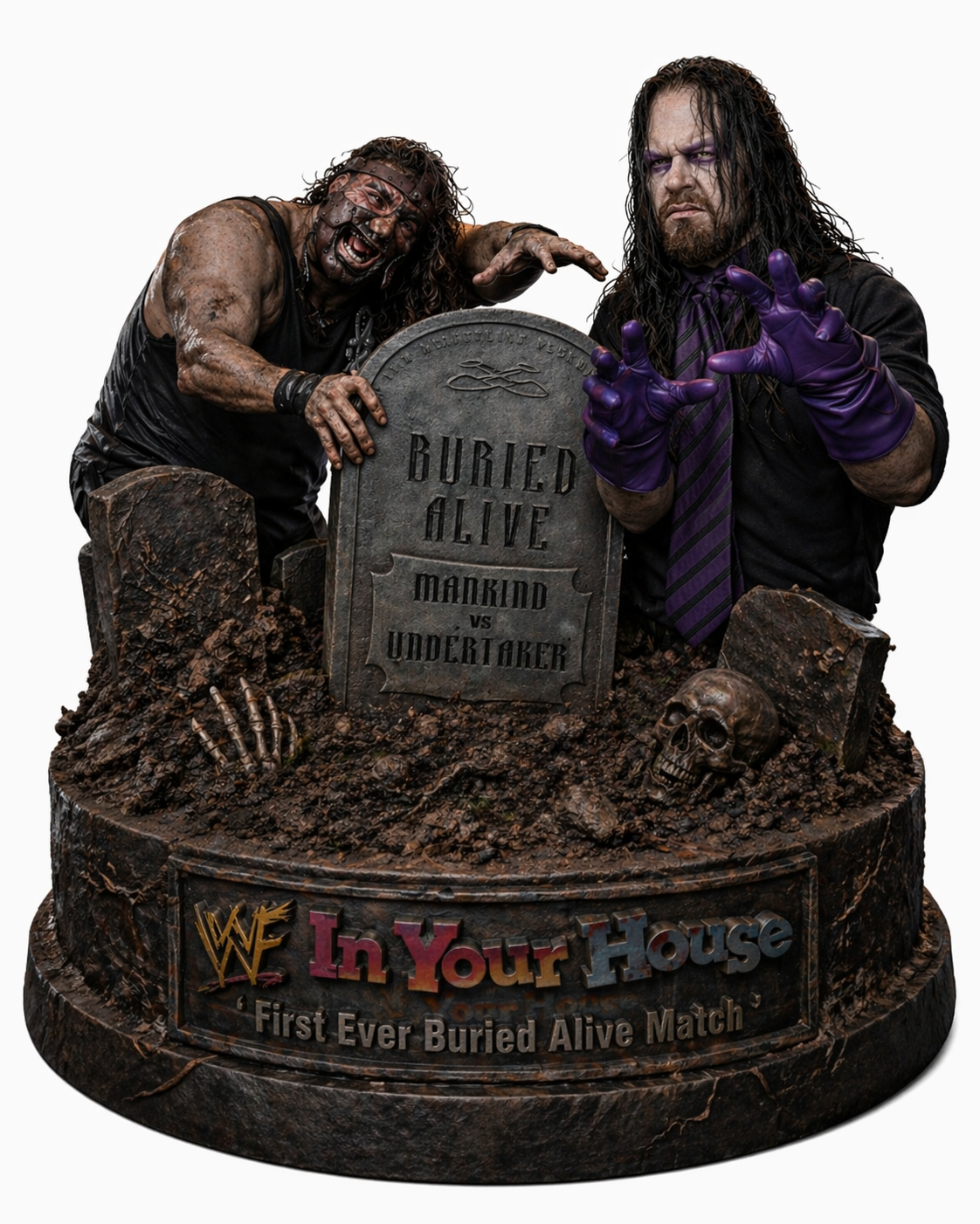 Undertaker V Mankind 3D Bust first ever buried alive match!